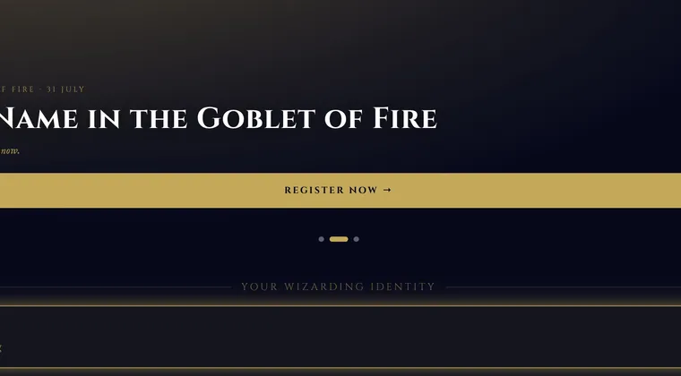 The Three Broomsticks sorting site, with the Discover Your House sorting quiz